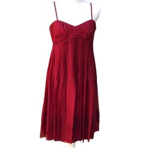 Laundry by Design Red Cocktail Dress 100% Silk Spaghetti Straps Women’s Size 8